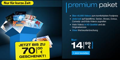 maxdome schenkt Premium Paket Neukunden 12 Blockbuster / Filme